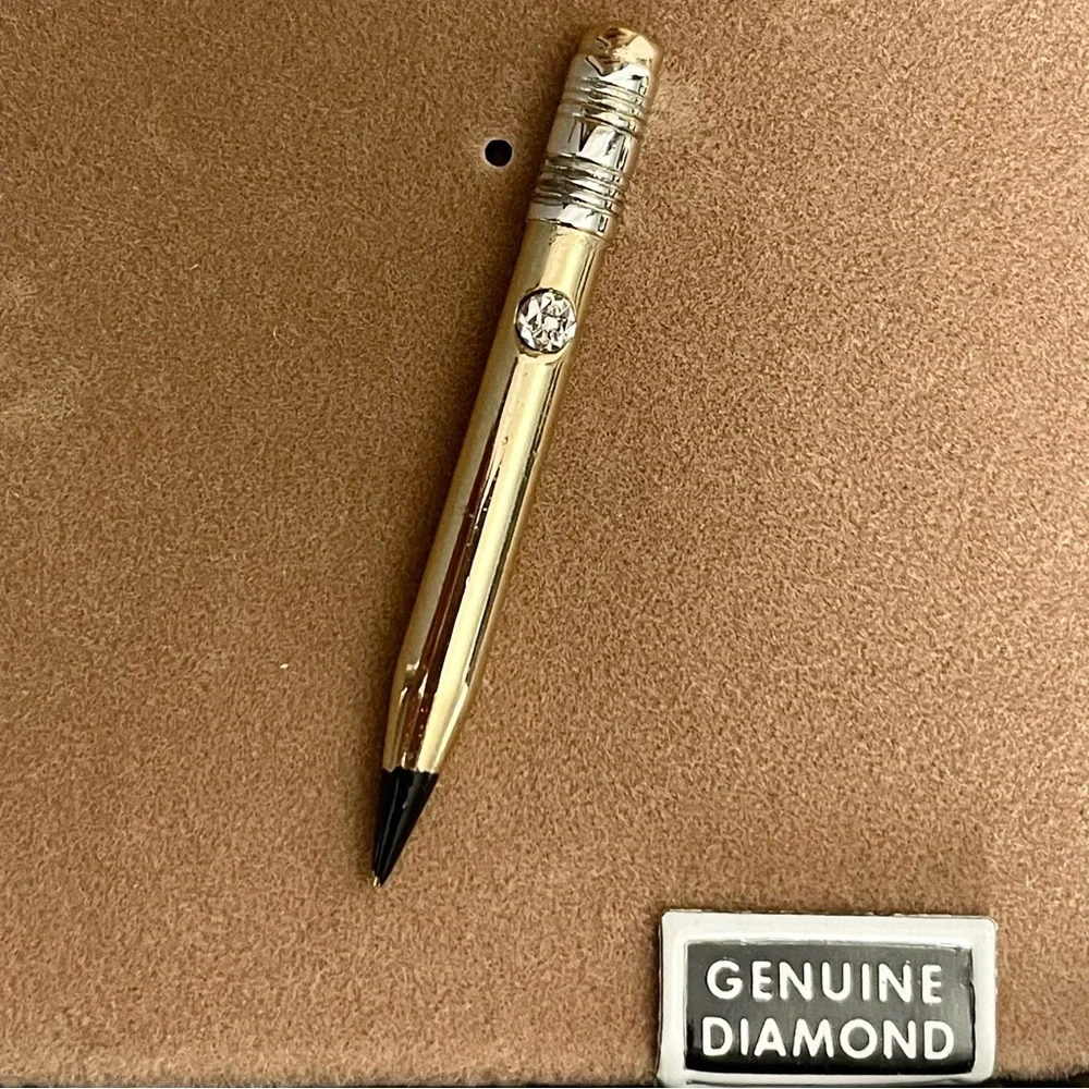 DANTÉ x THINGS REMEMBERED Vintage Two Tone Genuine Diamond Pencil Tie Tack